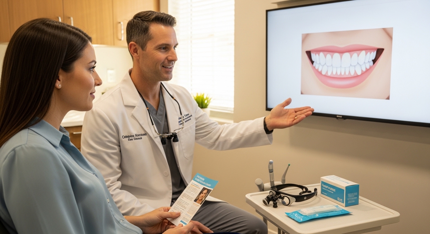 Patient and dentist in a modern dental office in Conway, Arkansas.